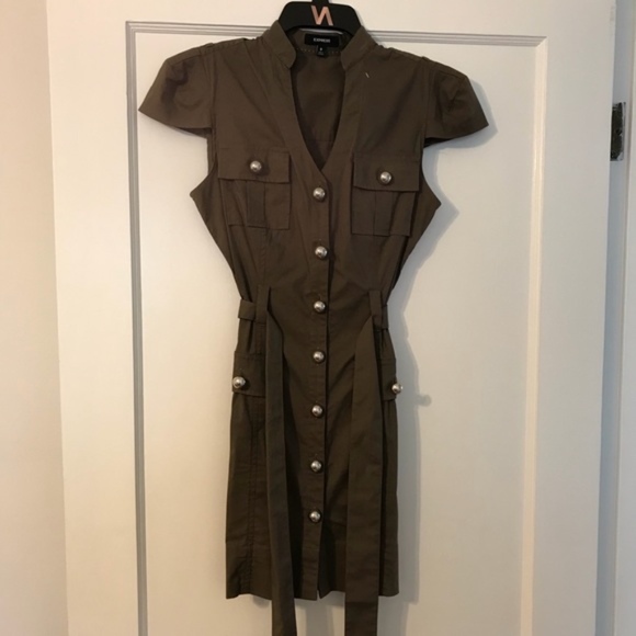 Express Dresses & Skirts - EXPRESS Olive Military Dress